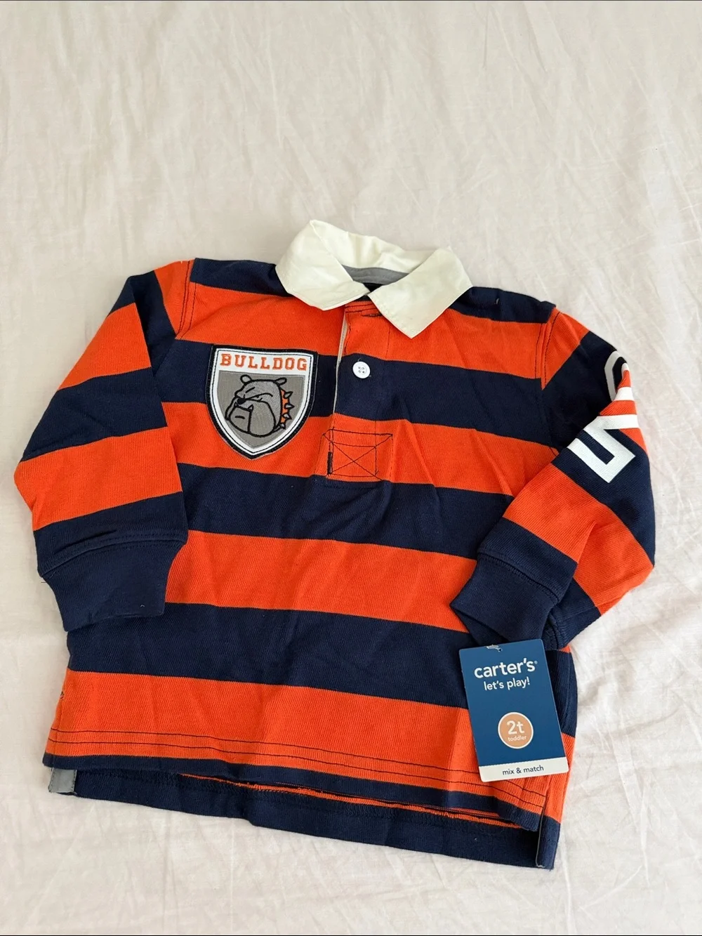 Carter's Navy & Orange Striped Bulldog Rugby Shirt